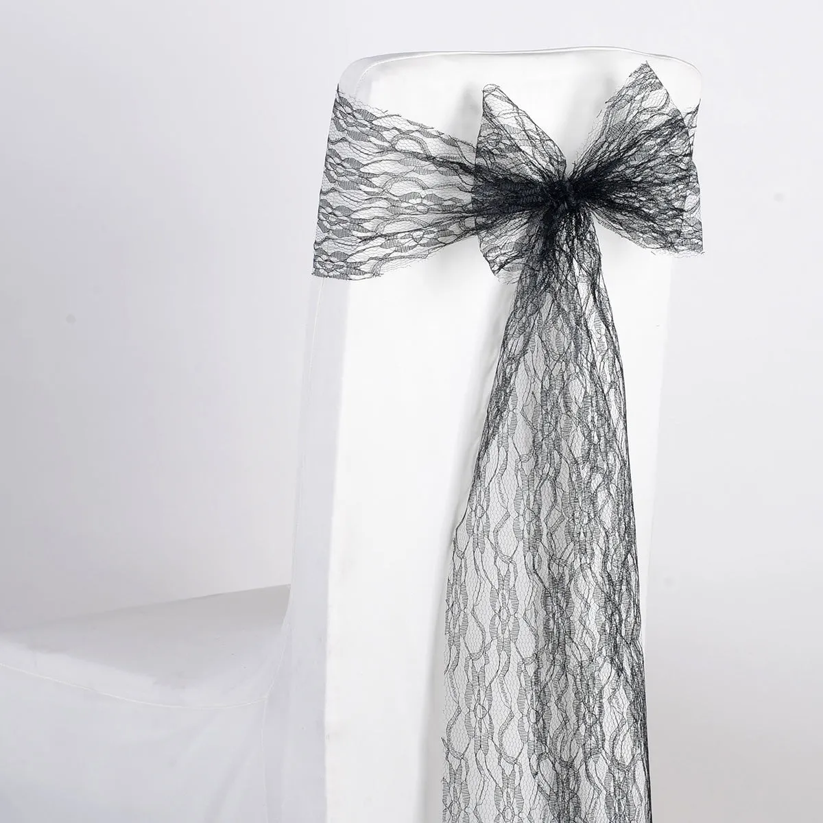 Black - 7 x 106 inch Lace Chair Sashes ( 5 Pieces )