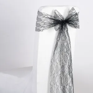 Black - 7 x 106 inch Lace Chair Sashes ( 5 Pieces )