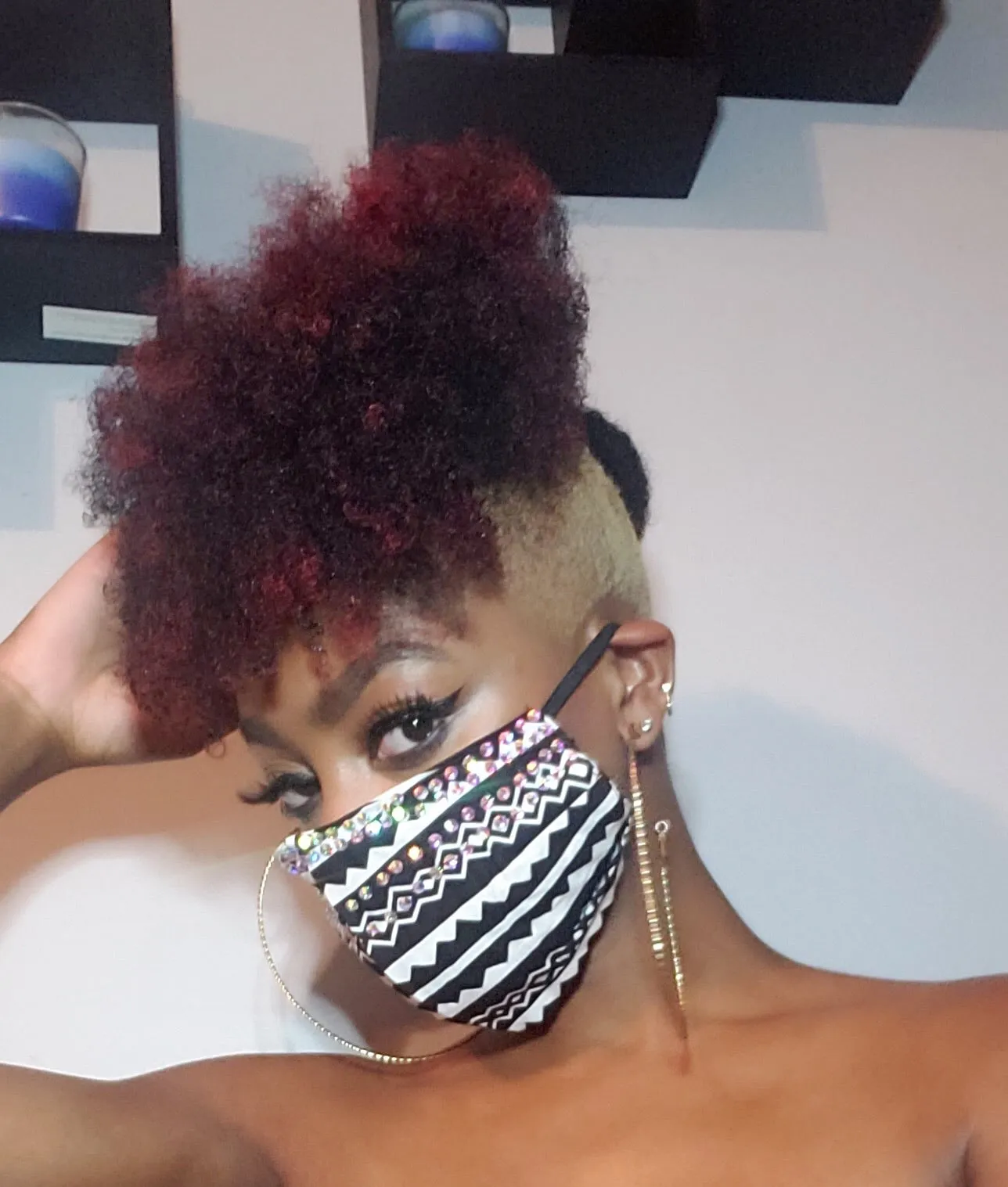 Black and White Customized Bling Mask - Mask Only