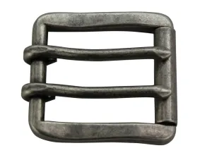 Brushed Nickel Double Prong Roller Buckle for Leather Belts