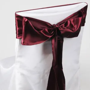 Burgundy - 6 x 106 inch Satin Chair Sash ( 10 Piece )