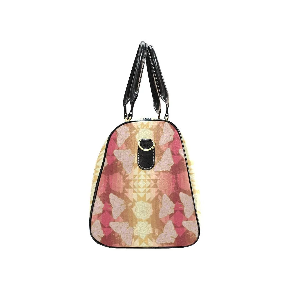 Butterfly and Roses on Geometric Waterproof Travel Bag