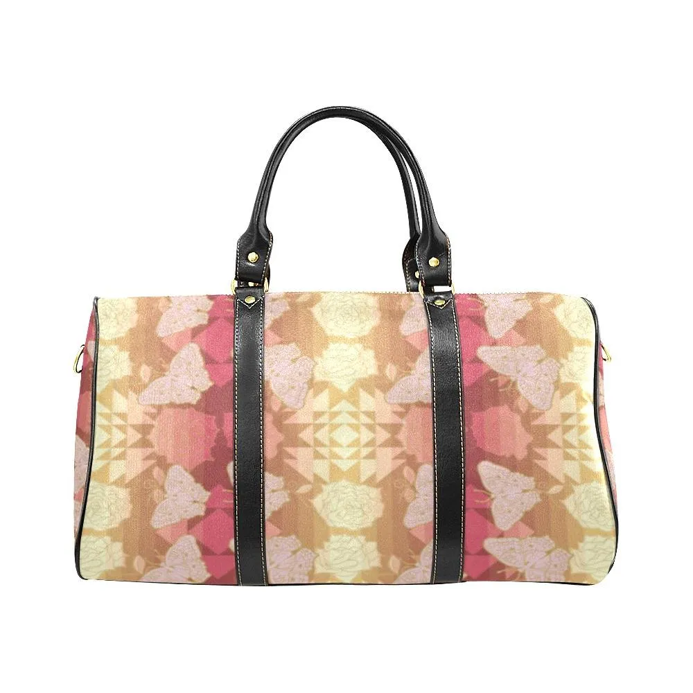 Butterfly and Roses on Geometric Waterproof Travel Bag