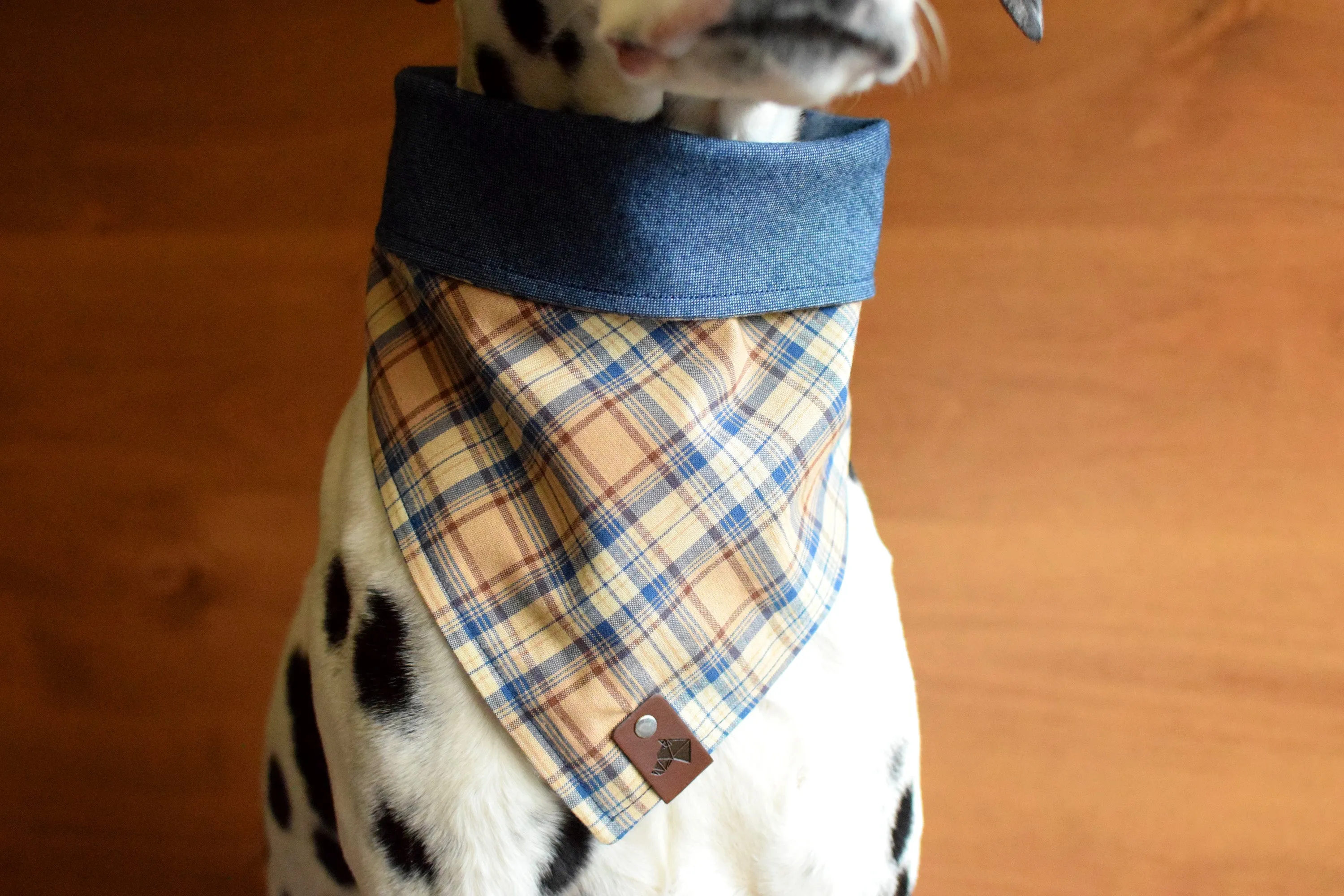 CABALLO Reversible Cotton Dog Bandana - Snap/Tie On Cotton Scarf