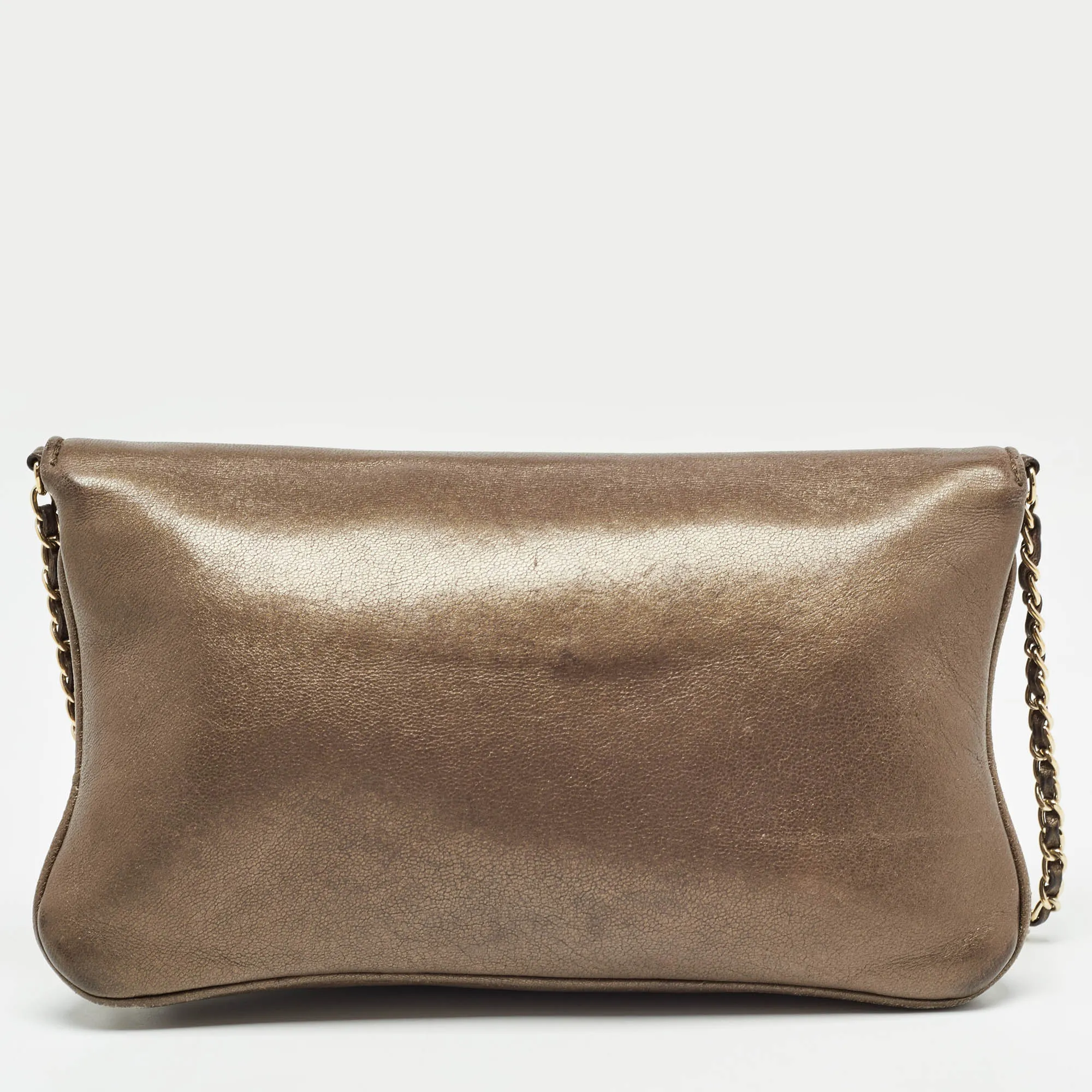 CHANEL Olive Green Quilted Leather Reissue Lock Chain Clutch