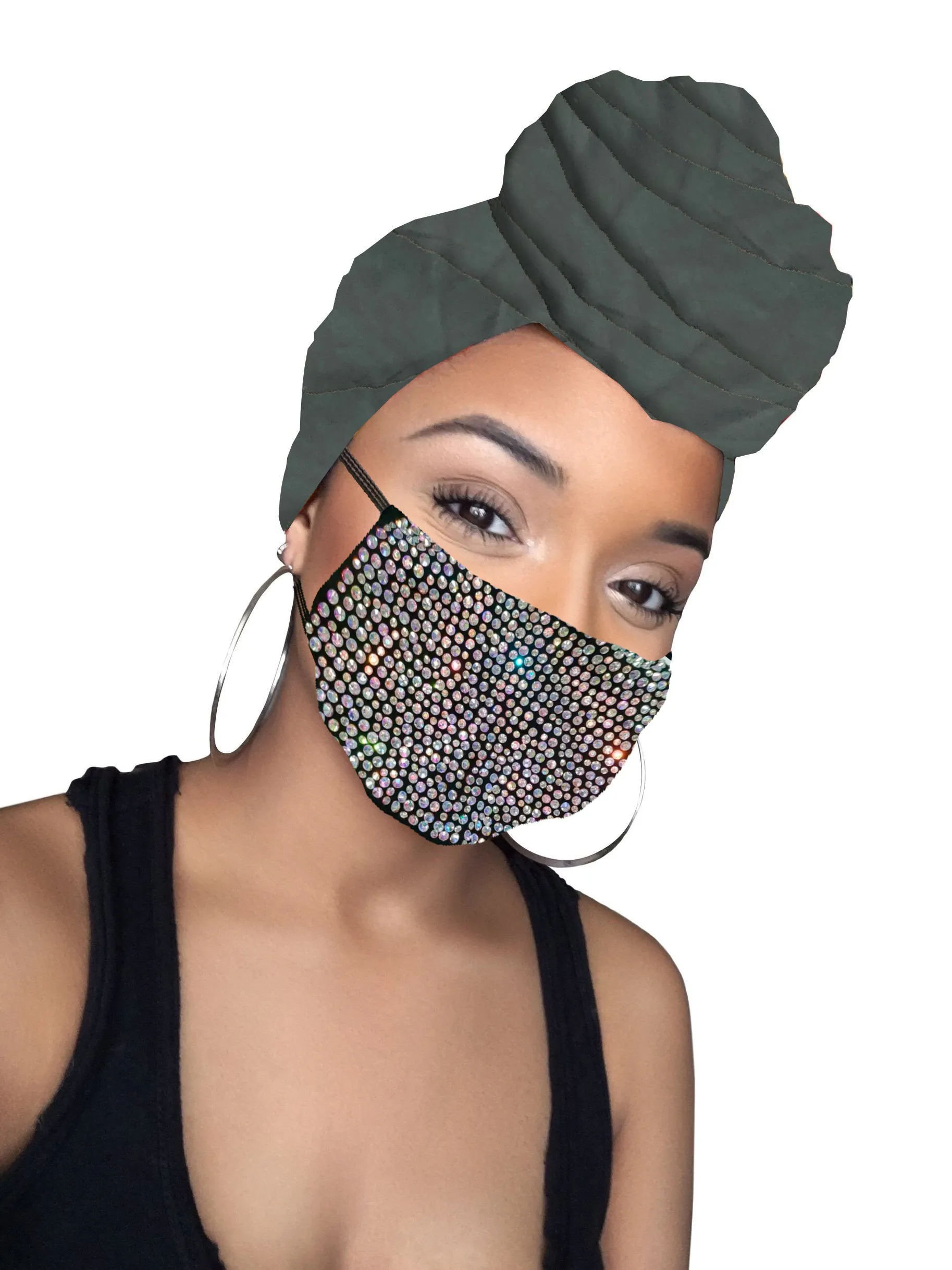 Charcoal diamond Head wrap & mask