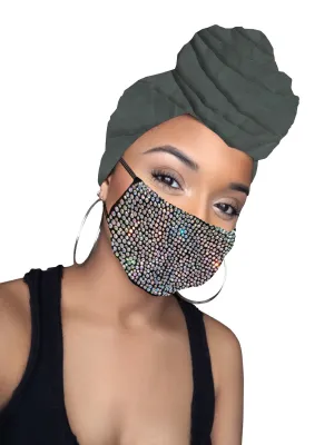 Charcoal diamond Head wrap & mask