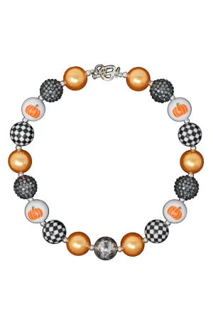 Checkered Pumpkin Bubblegum Necklace