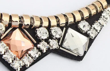 Crystal Pyramid Bib Necklace