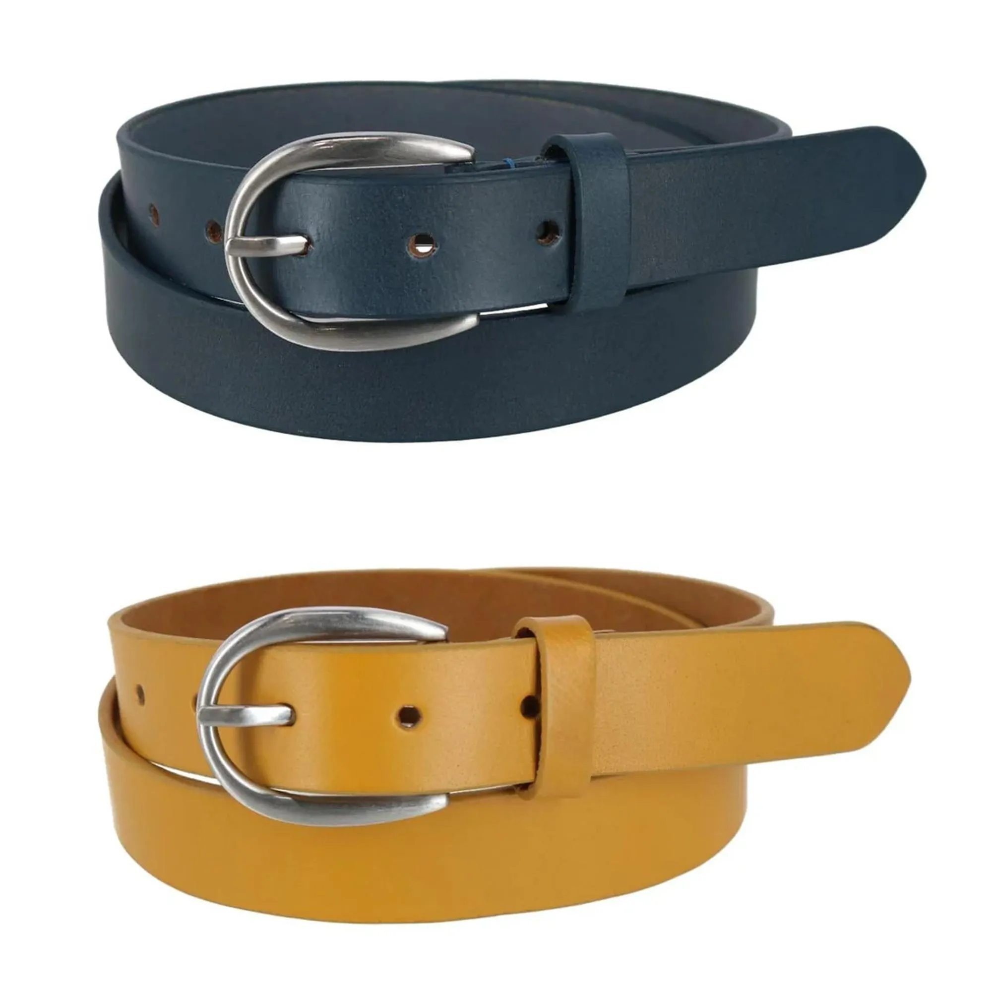 CTM® Women's Adjustable Smooth Leather Dress Belt Set