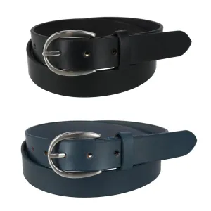 CTM® Women's Adjustable Smooth Leather Dress Belt Set