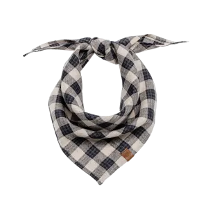 Dog Bandana Check Dark Blue - Beige