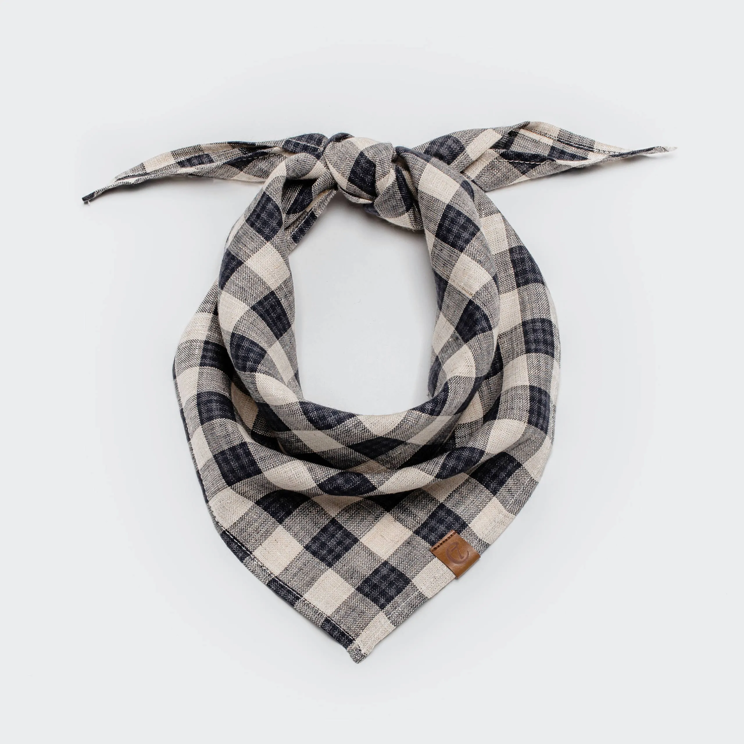 Dog Bandana Check Dark Blue - Beige