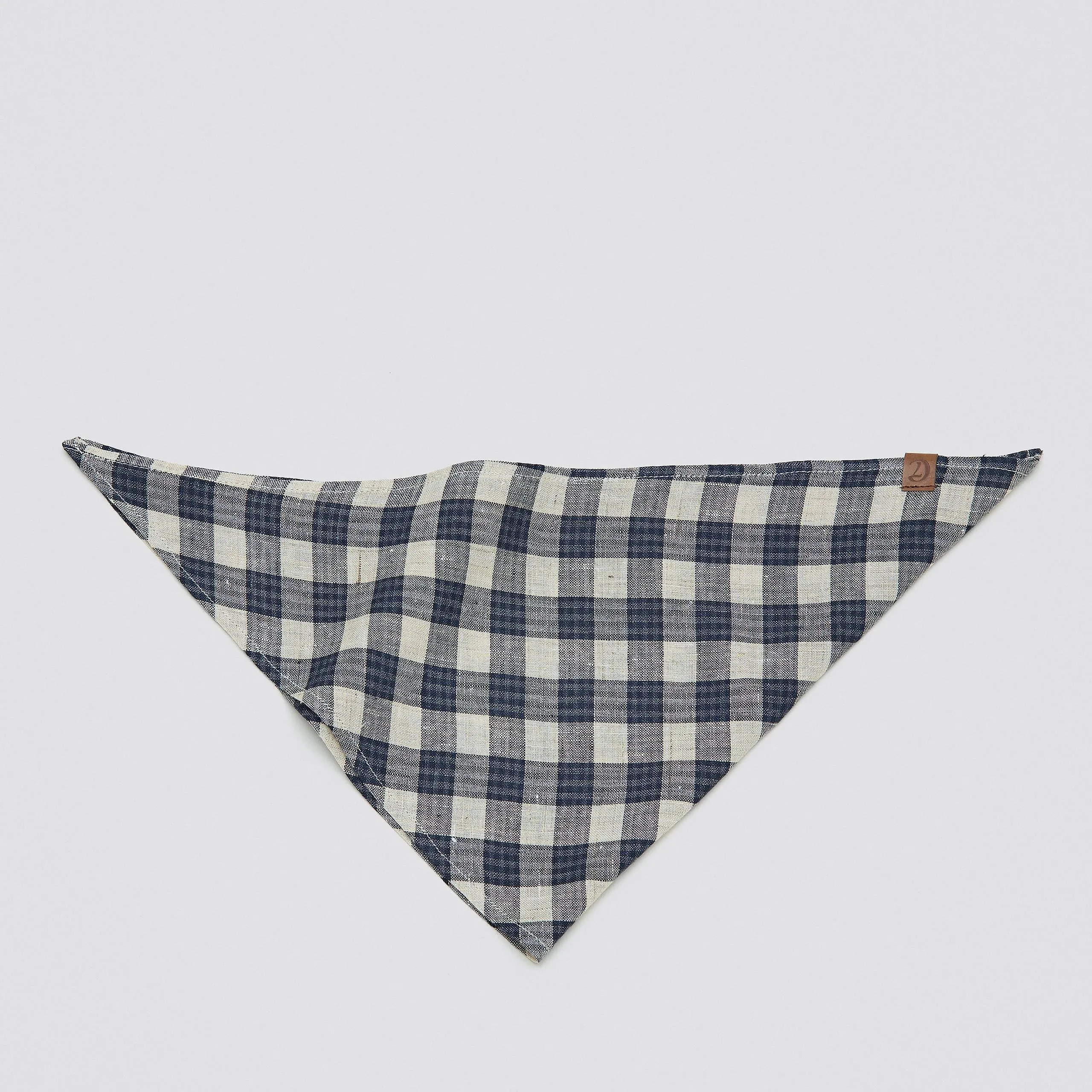 Dog Bandana Check Dark Blue - Beige
