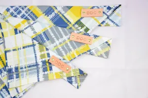 Dog Bandana - Grey Blue Plaid Cotton Dog Scarf
