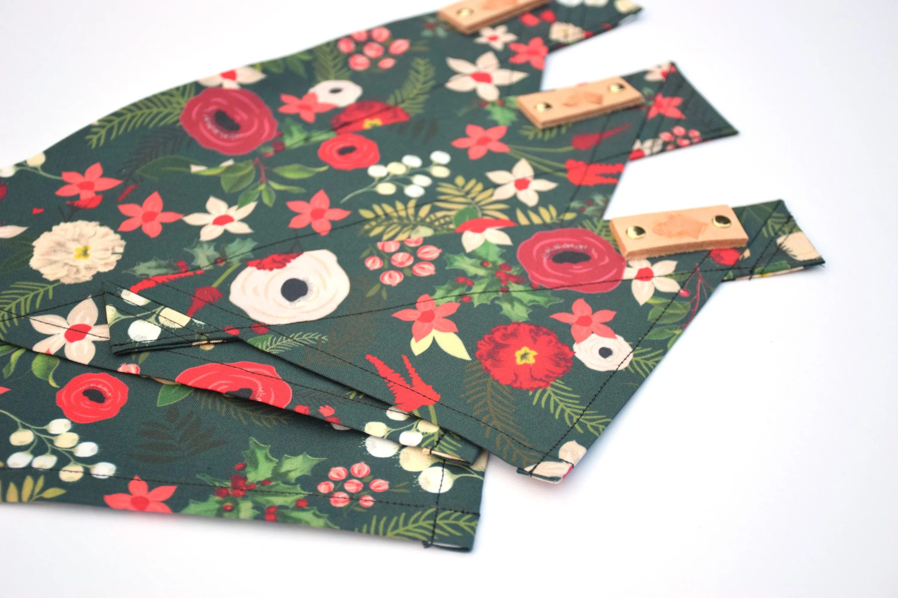 Dog Bandana - Winter Flowers Winter Holiday Cotton Dog Scarf