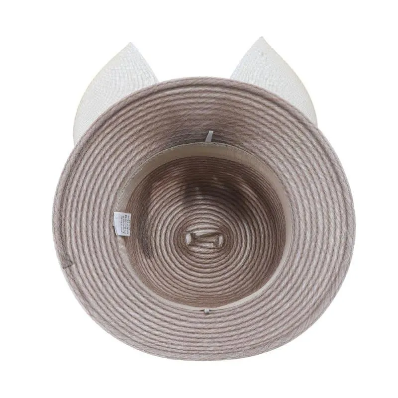 Elegant Big Bow Feather Flower Summer Khaki Color Yarn Church Fedoras Hats