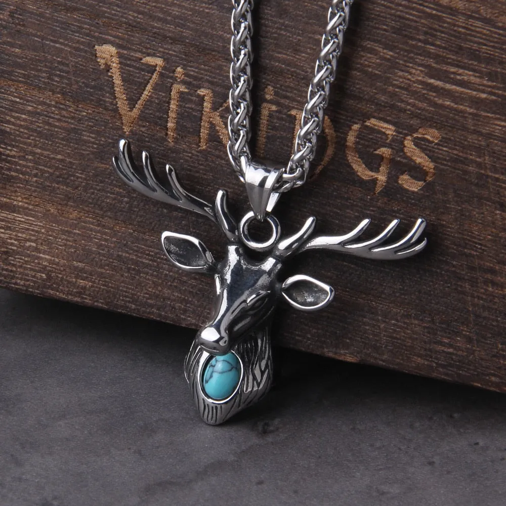 Fashion Animal Pendant Deer Necklace For man with stone Statement Necklace