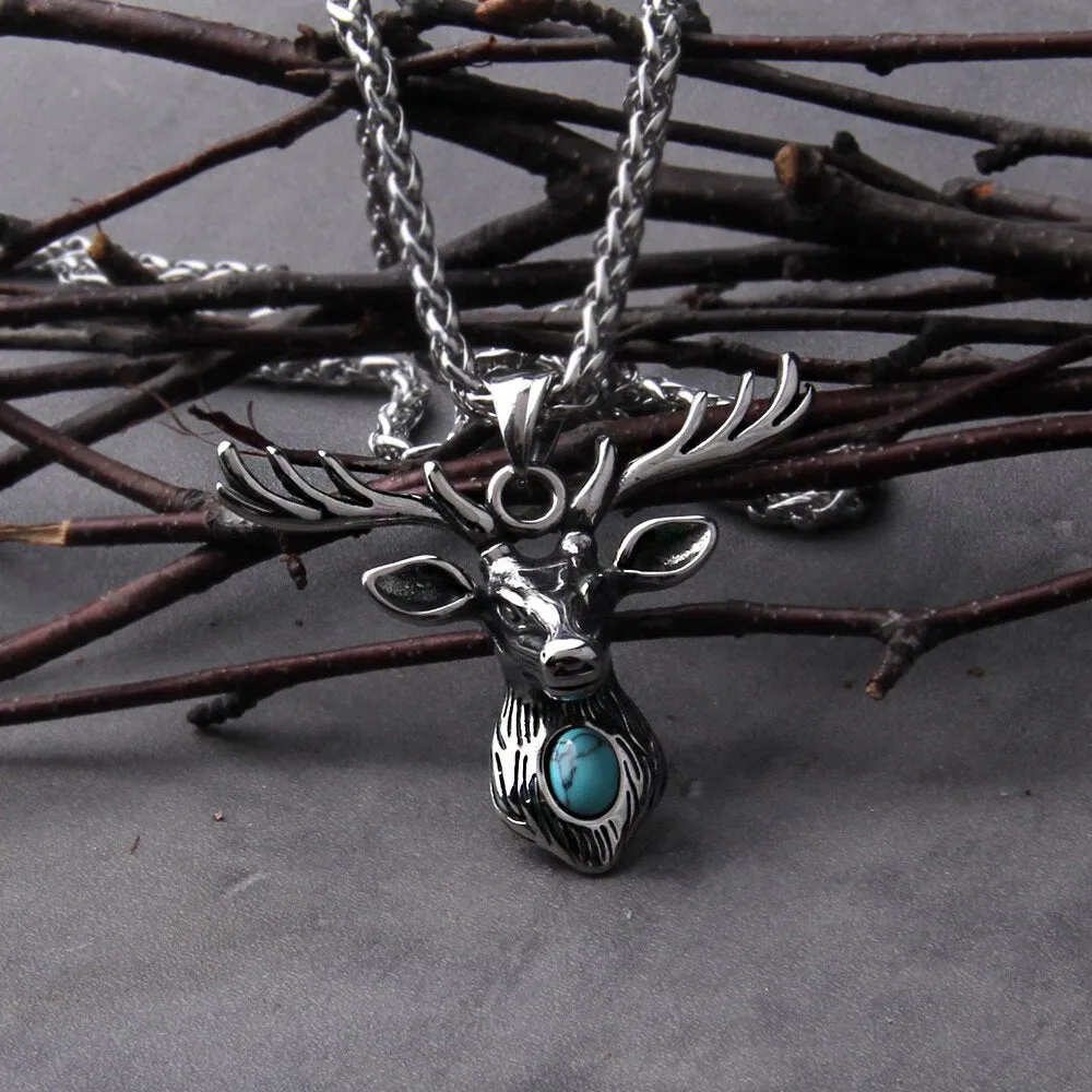 Fashion Animal Pendant Deer Necklace For man with stone Statement Necklace