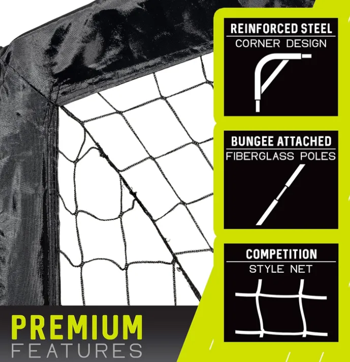 Franklin Sports Blackhawk Backyard Soccer Goal - Portable Kids Soccer Net - Pop Up Folding Indoor   Outdoor Goals - 6'6" x 3'3" - Black