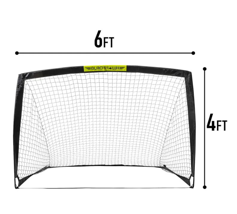 Franklin Sports Blackhawk Backyard Soccer Goal - Portable Kids Soccer Net - Pop Up Folding Indoor   Outdoor Goals - 6'6" x 3'3" - Black