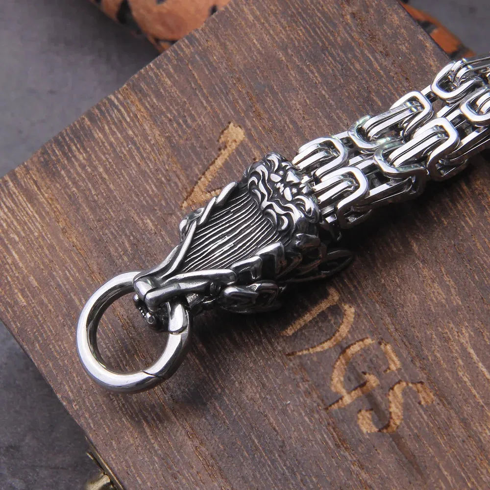 FZ Celtic Wolf Viking Norse Runes Anchor Stainless Steel Necklace