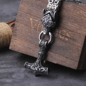 FZ Celtic Wolf Viking Norse Runes Anchor Stainless Steel Necklace