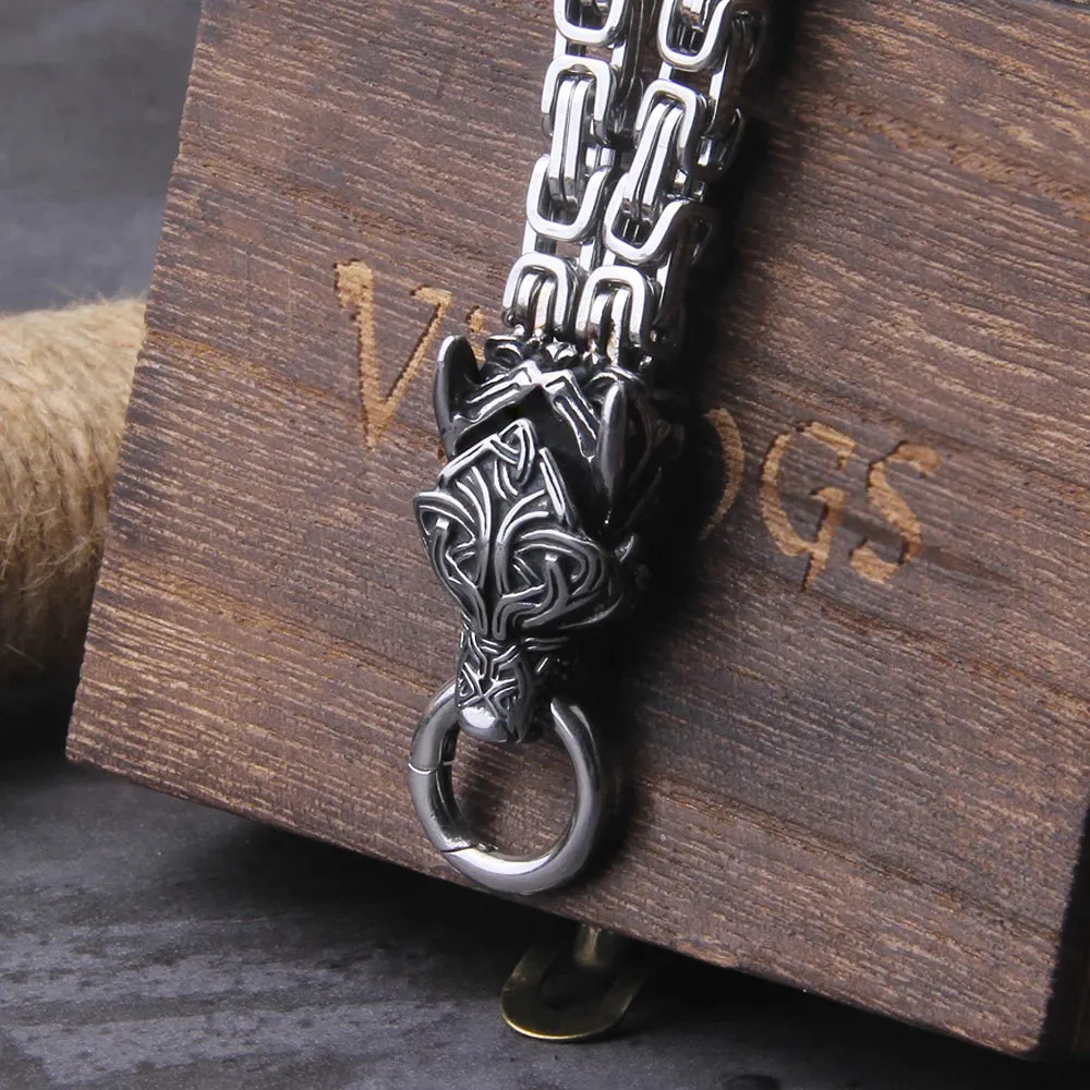 FZ Celtic Wolf Viking Norse Runes Anchor Stainless Steel Necklace