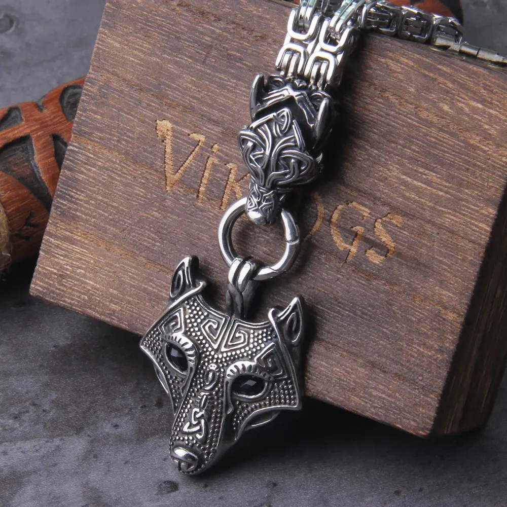FZ Celtic Wolf Viking Norse Runes Anchor Stainless Steel Necklace