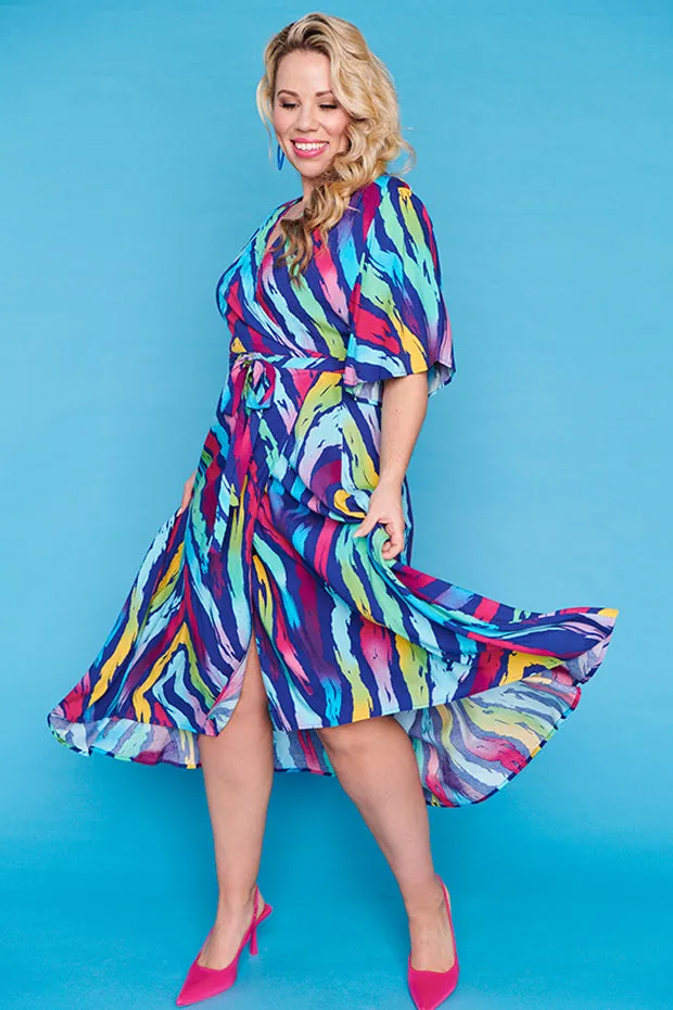 Giverny Rainbow Zebra Dress