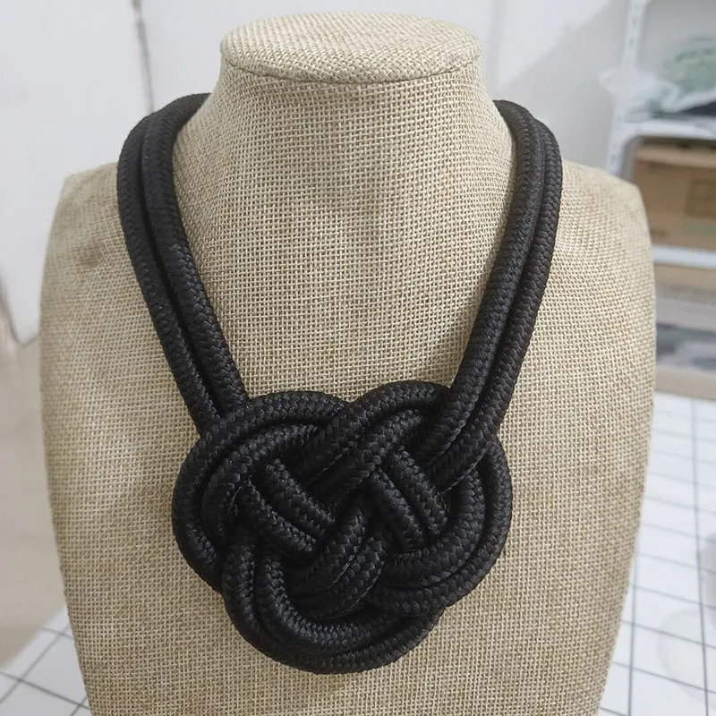 Handmade Thick Knotted Rope Statement Necklaces