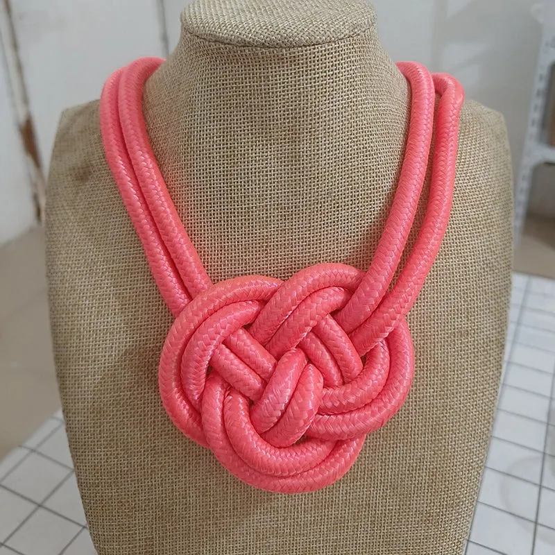 Handmade Thick Knotted Rope Statement Necklaces