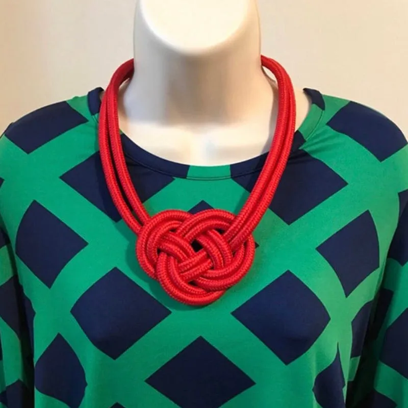 Handmade Thick Knotted Rope Statement Necklaces