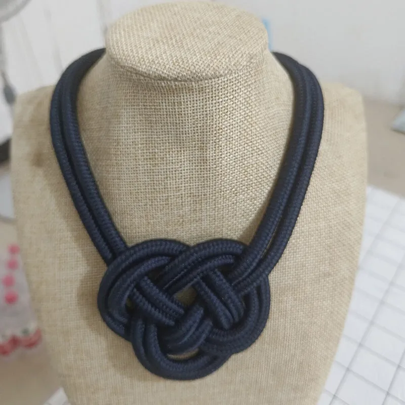 Handmade Thick Knotted Rope Statement Necklaces