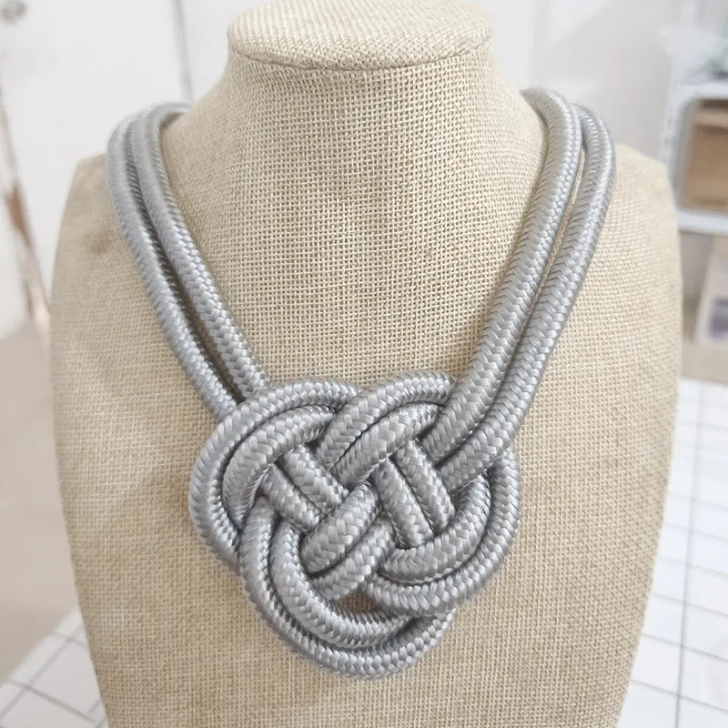 Handmade Thick Knotted Rope Statement Necklaces