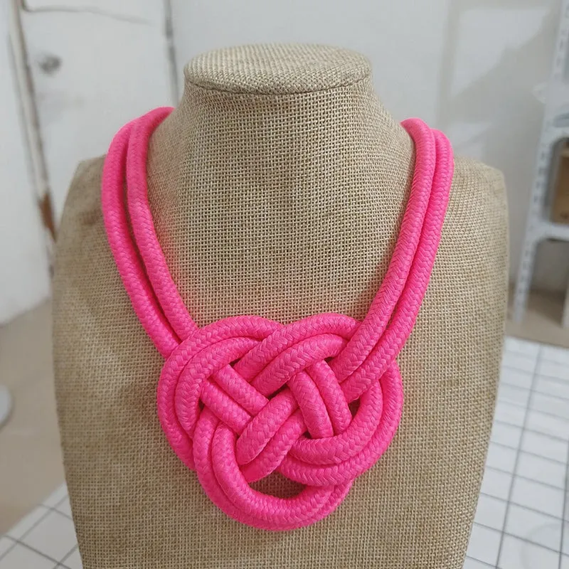 Handmade Thick Knotted Rope Statement Necklaces