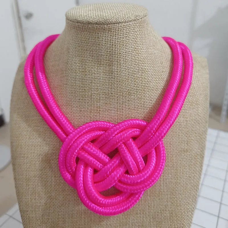 Handmade Thick Knotted Rope Statement Necklaces