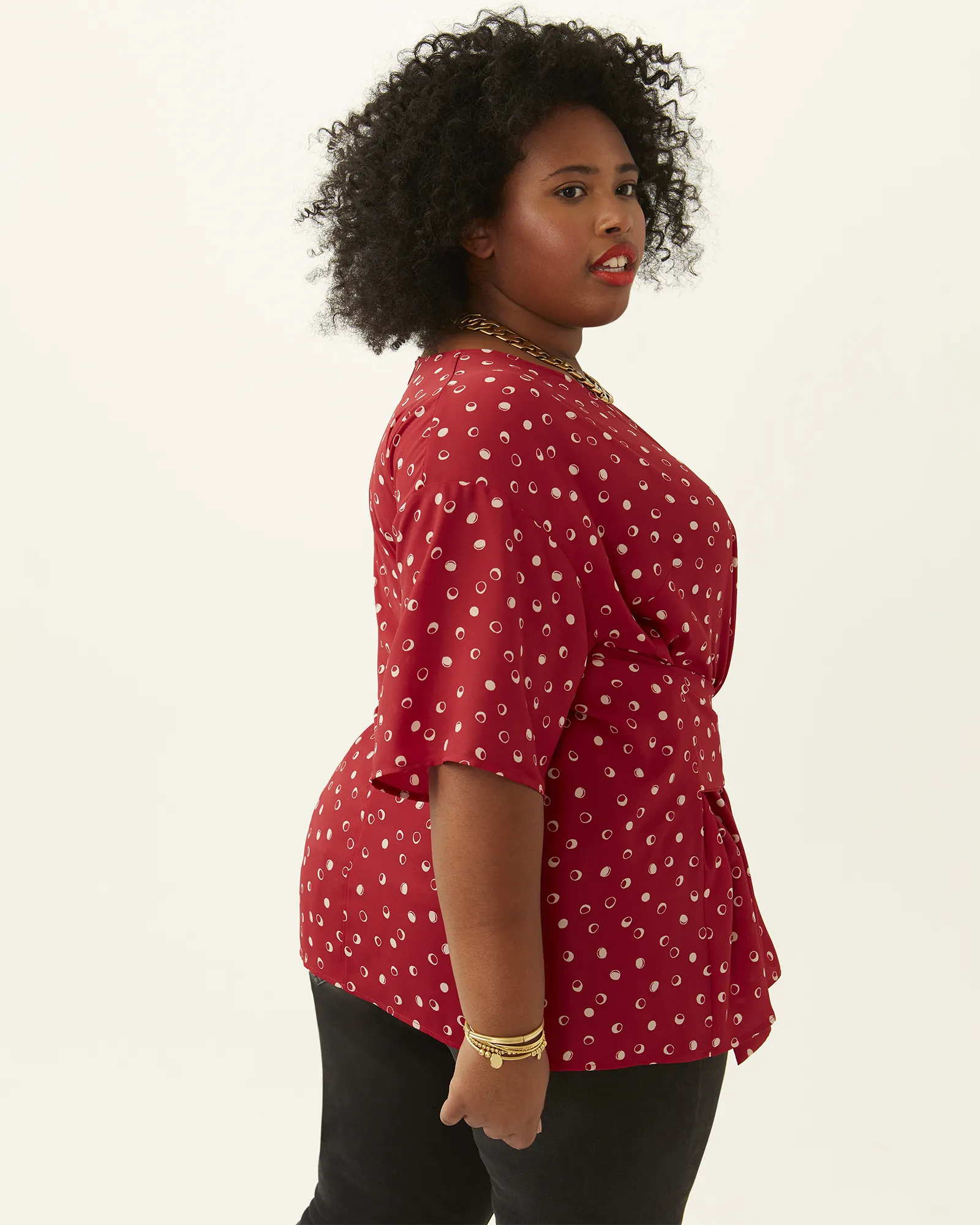 Kara Tie-Front Top | Red / White
