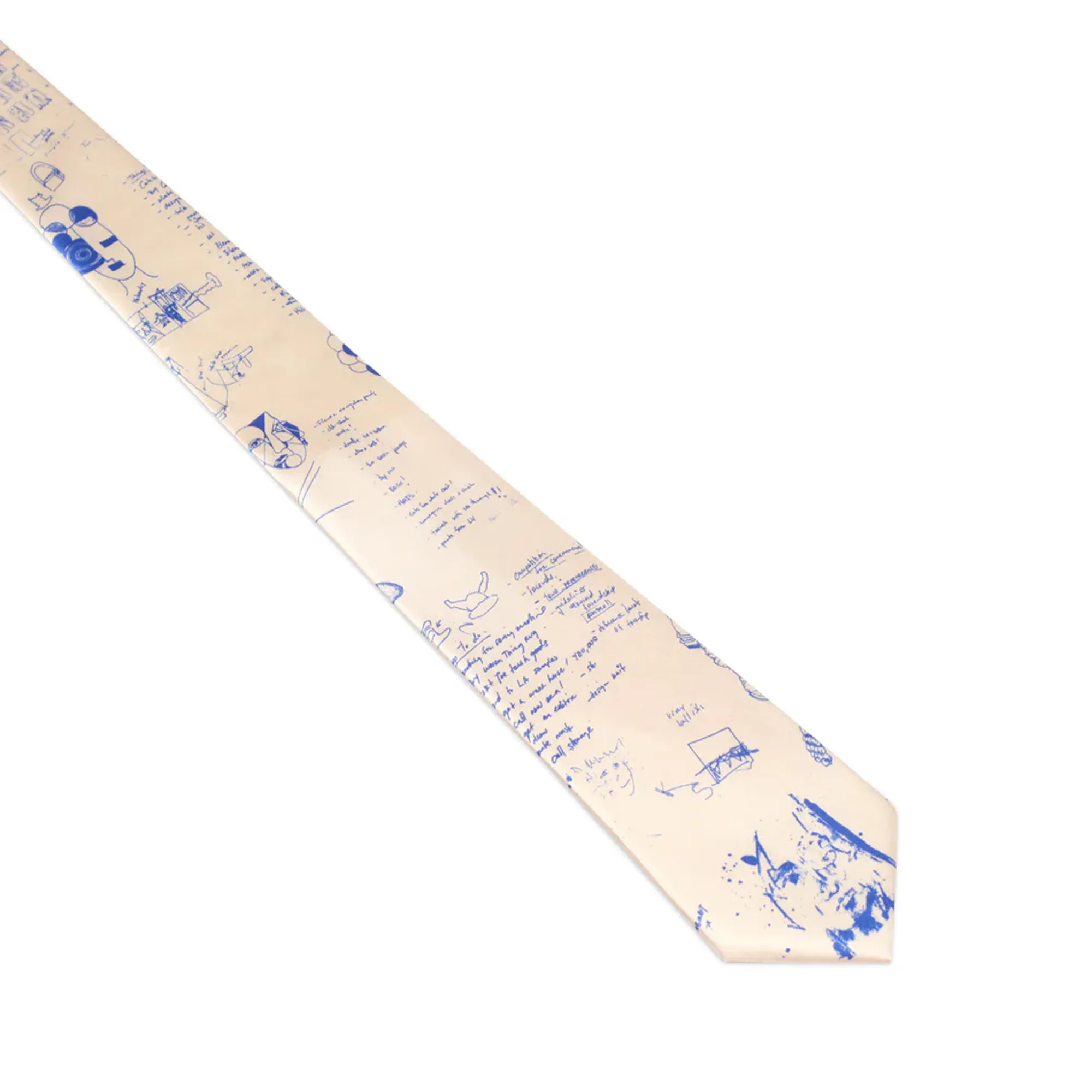 Kidsuper Doodle-Printed Silk Tie Tan