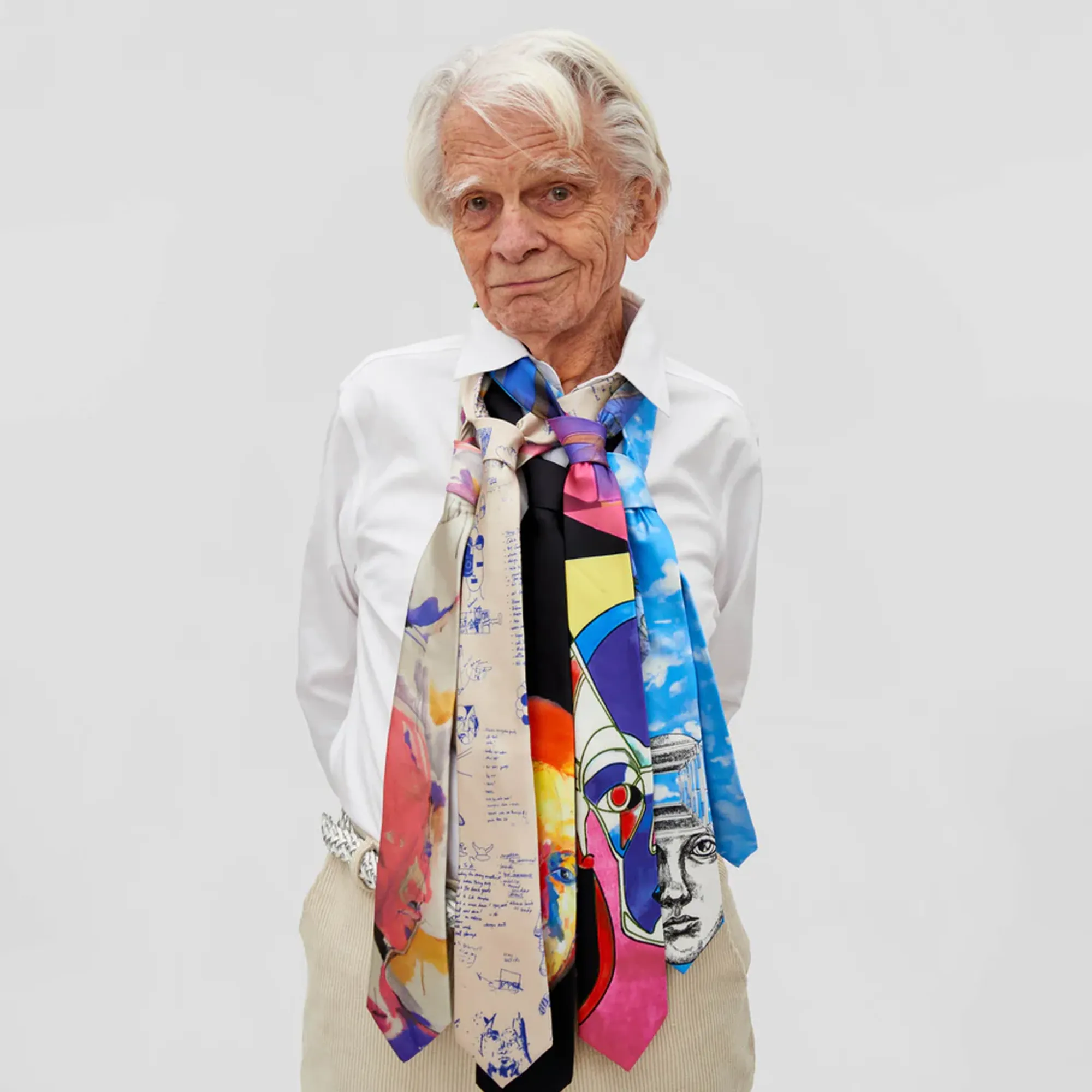 Kidsuper Doodle-Printed Silk Tie Tan
