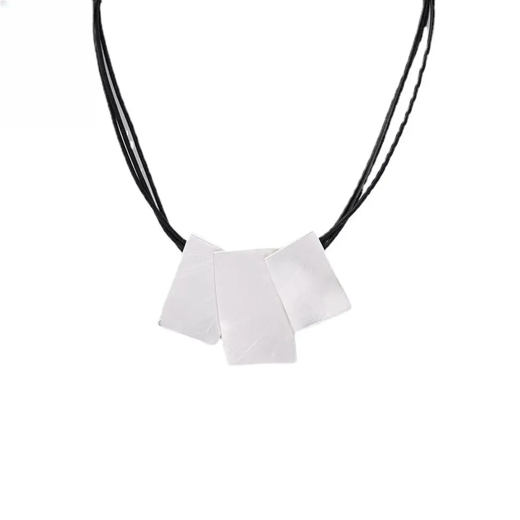 Korean Fashion Suspension Silver Color Square Long Collares Chains Neckalce for Women