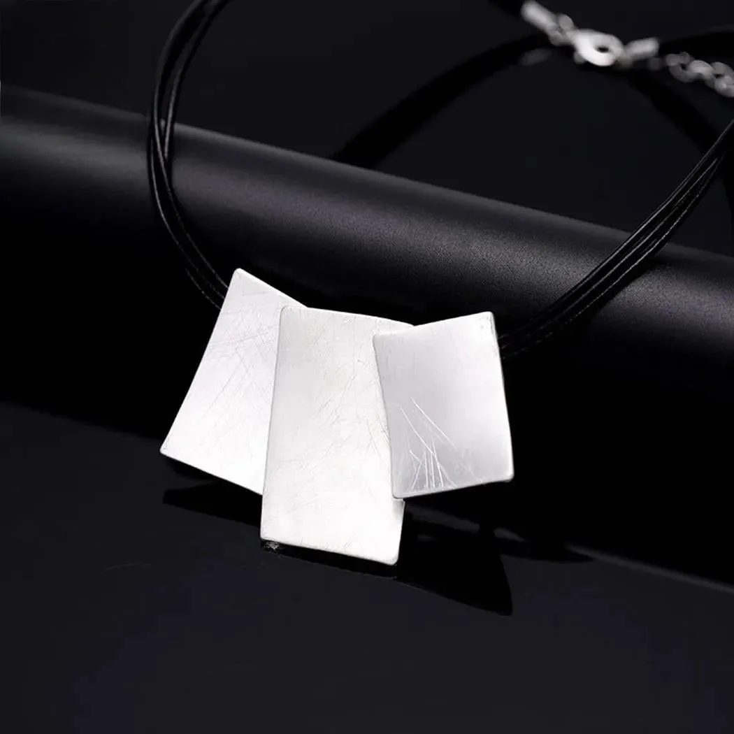 Korean Fashion Suspension Silver Color Square Long Collares Chains Neckalce for Women