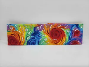 LeeAnnette Colorful Watercolor Scrolls with Blue, Red, Sun Shimmer and Aurora Borealis Austrian Crystals (sku4776)