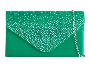 Light Green Diamante Overlay Clutch Bag