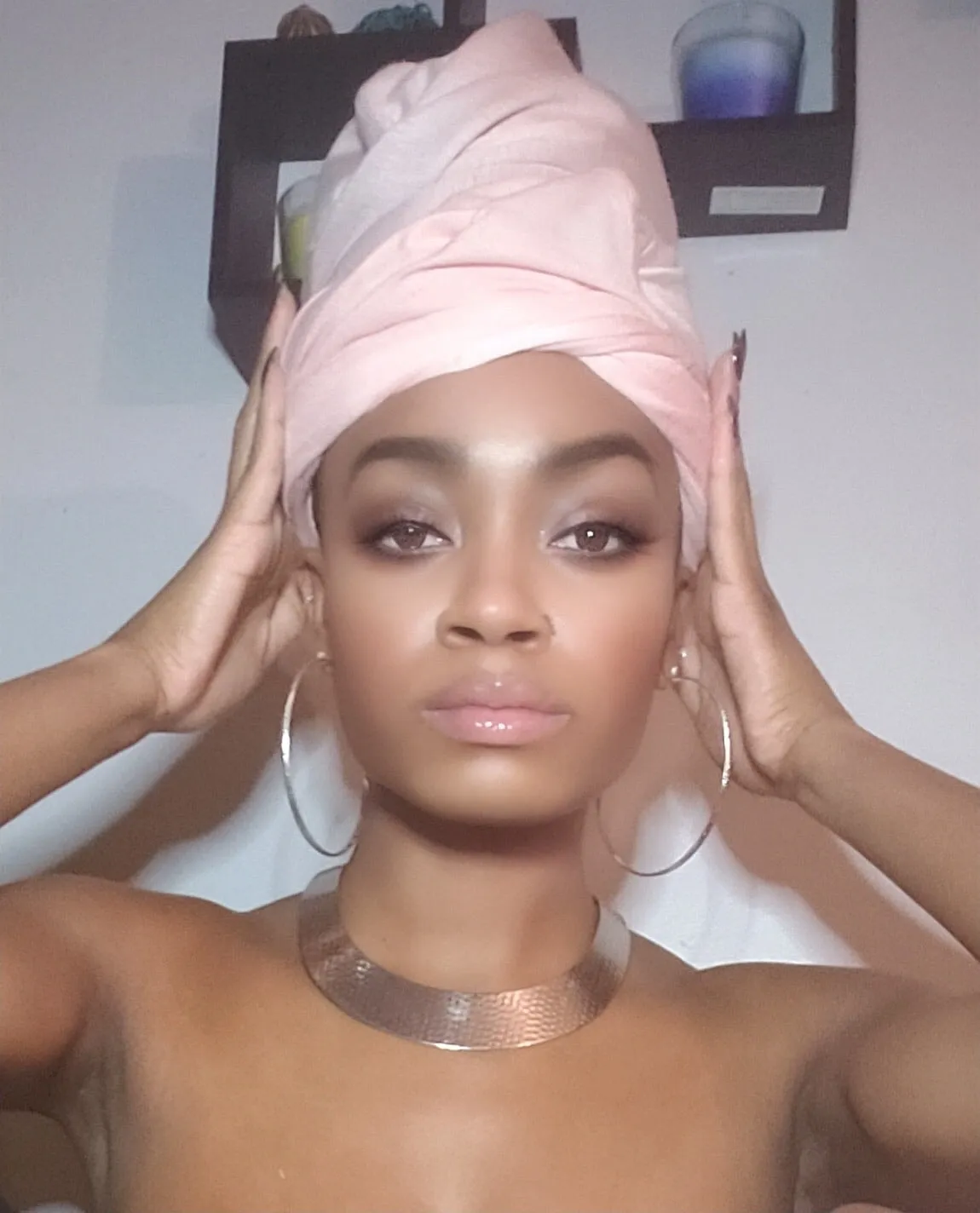Light Pink Jersey Knit Stretched Fabric Headwrap