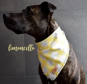 LIMONCELLO Fringed Flannel Dog Bandana - Snap/Tie On Cotton Scarf