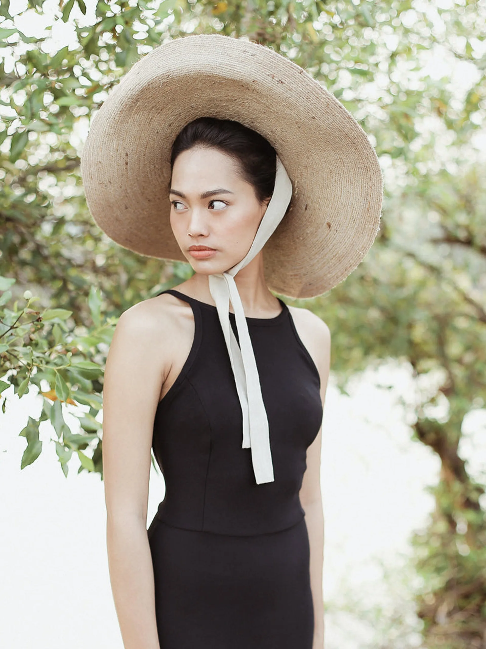 Lola wide brim jute straw hat in natural beige