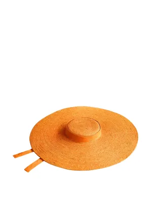 Lola wide brim jute straw hat in orange