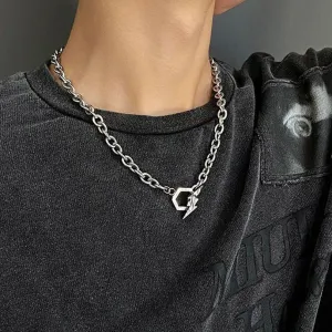Lumière Éclatante Lightning Hexagon Steel Necklace
