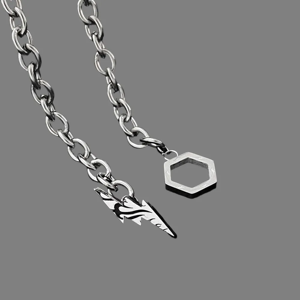 Lumière Éclatante Lightning Hexagon Steel Necklace